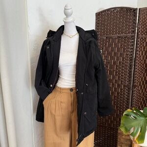 Basic Editions Black Hooded Puffy Coat Winter Jacket Size Medium